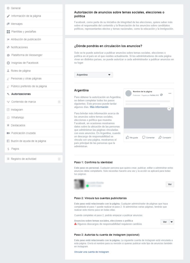 Facebook: Delegación de Responsabilidad en Campañas Políticas