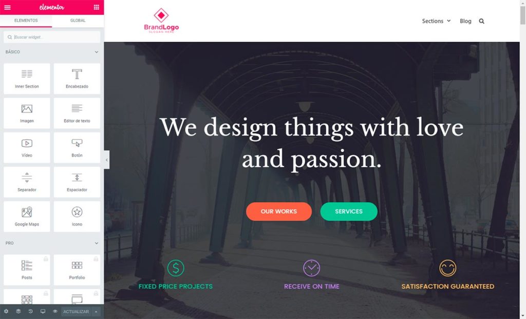 Crear Página Web Editar con Elementor