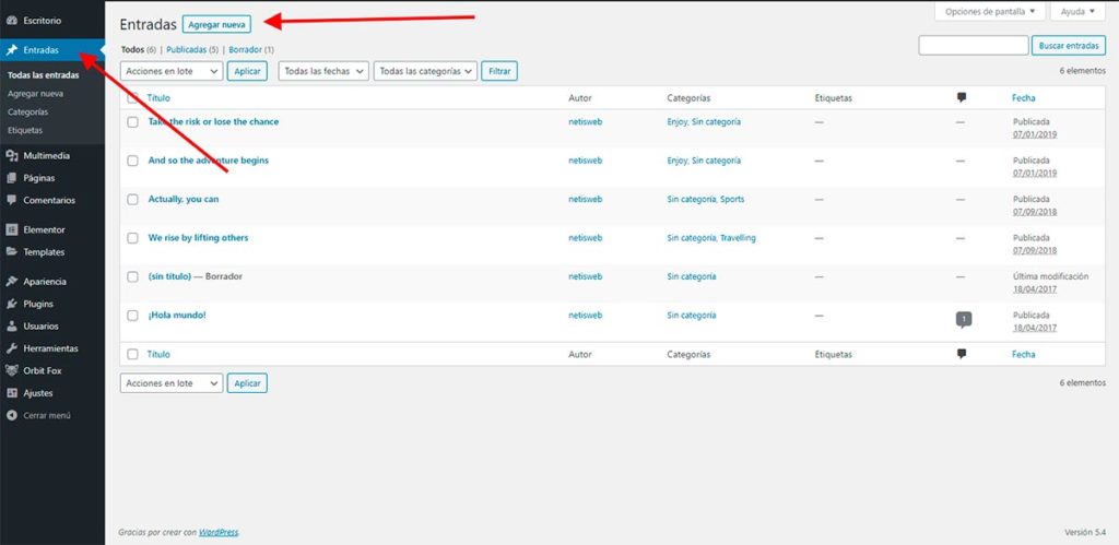 Crear Página Web Editar Entradas
