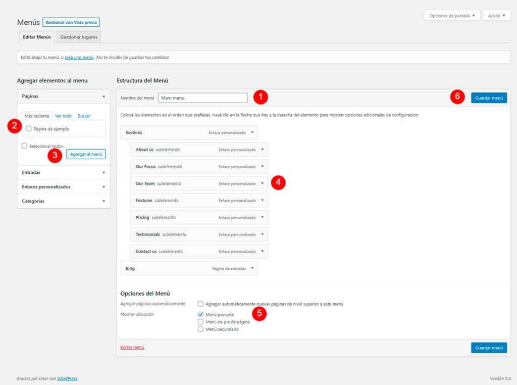 Crear Página Web Editar Menú