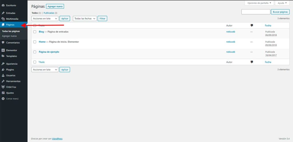 Crear Página Web Editar Páginas