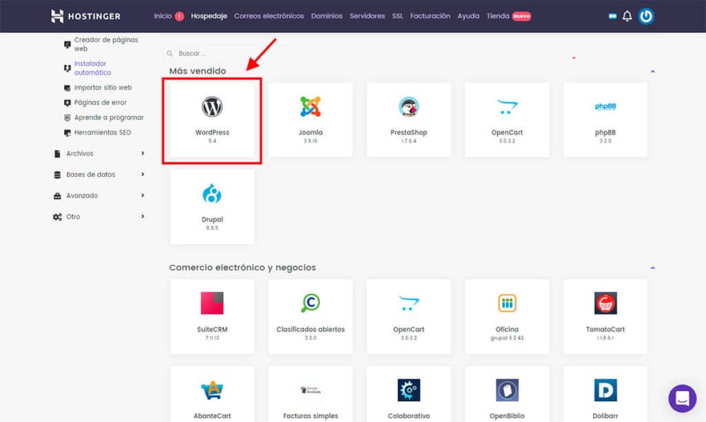 Crear Página Web - Hostinger WordPress