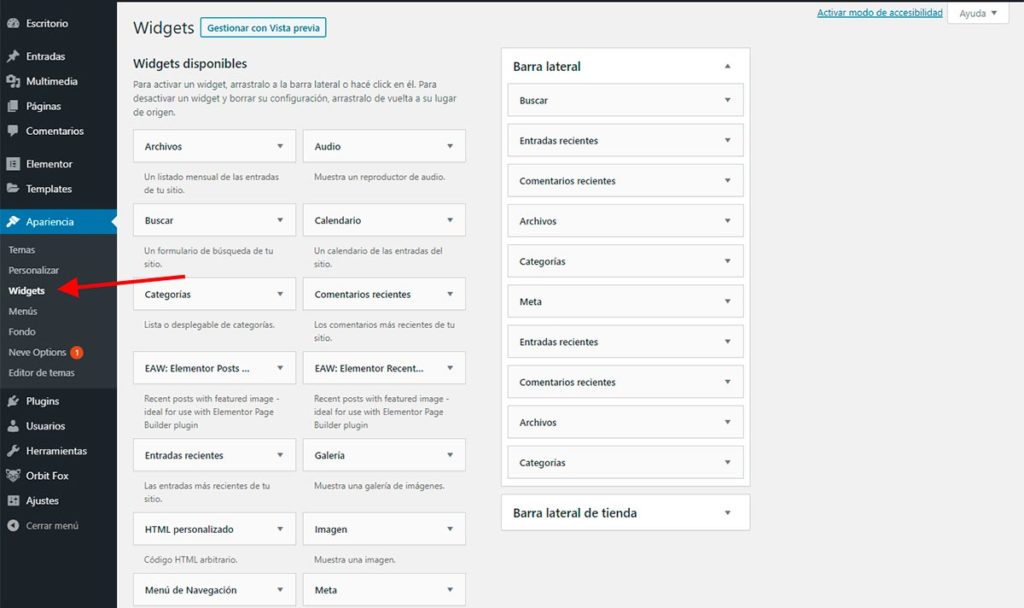 Crear Pagina Web WordPress Theme Barras Laterales
