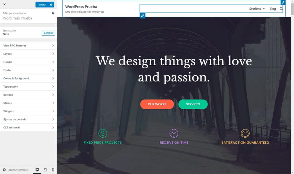 Crear Pagina Web WordPress Theme Personalizar